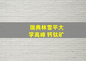 瑞典林雪平大学高峰 钙钛矿